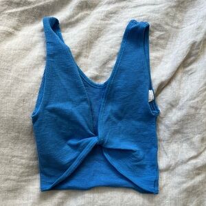 Urban Outfitters Twist Front Ribbed Blue Top